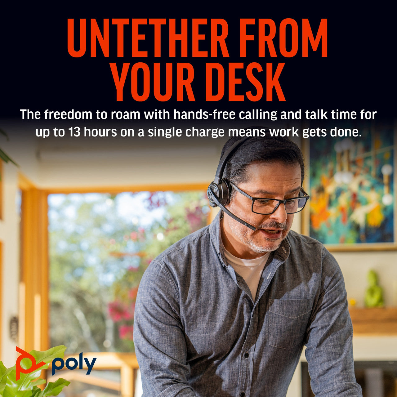 Poly Savi 8420 Office Headset Teams Stereo Wireless Bluetooth/DECT 590.6 ft On-ear Noise Cancelling 8L7F5AA#ABA