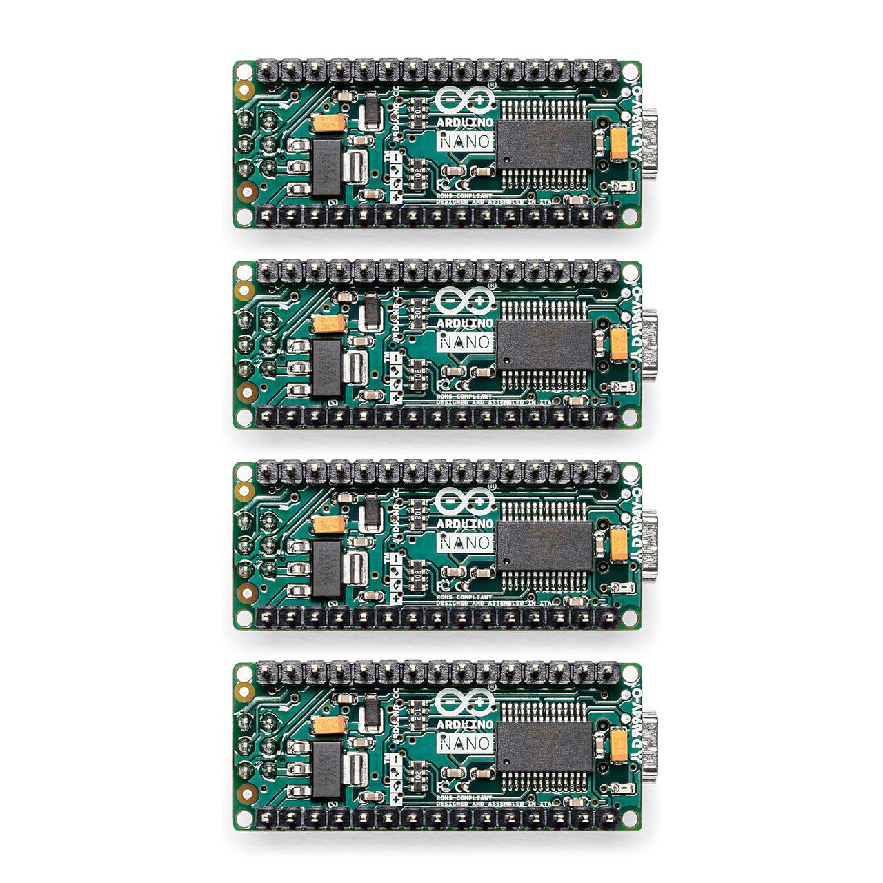 Arduino A000005 Nano Microcontroller Board Compact ATmega328 Mini-B USB (Pack of 4)