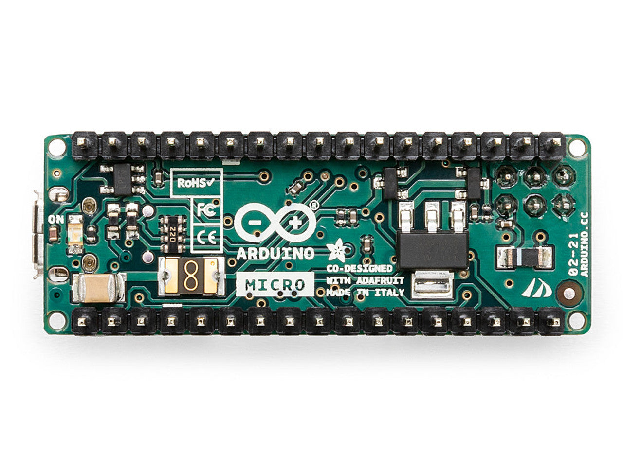 Arduino Micro withmicro USB connection, an ICSP Headers microcontroller board A000053