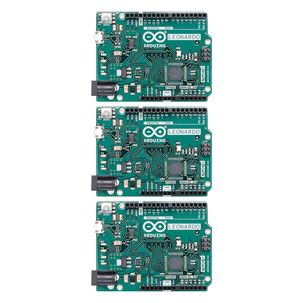 Arduino A000057 Leonardo with Headers USB connection power AC-to-DC adapter microcontroller board (Pack of 3)
