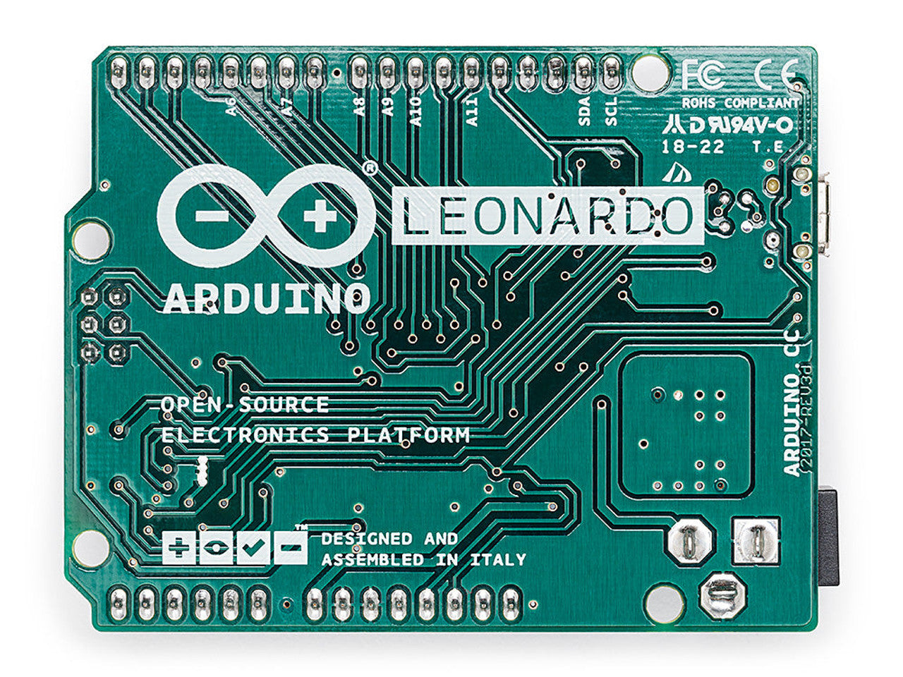 Arduino Leonardo with Headers USB connection power AC-to-DC adapter microcontroller board A000057