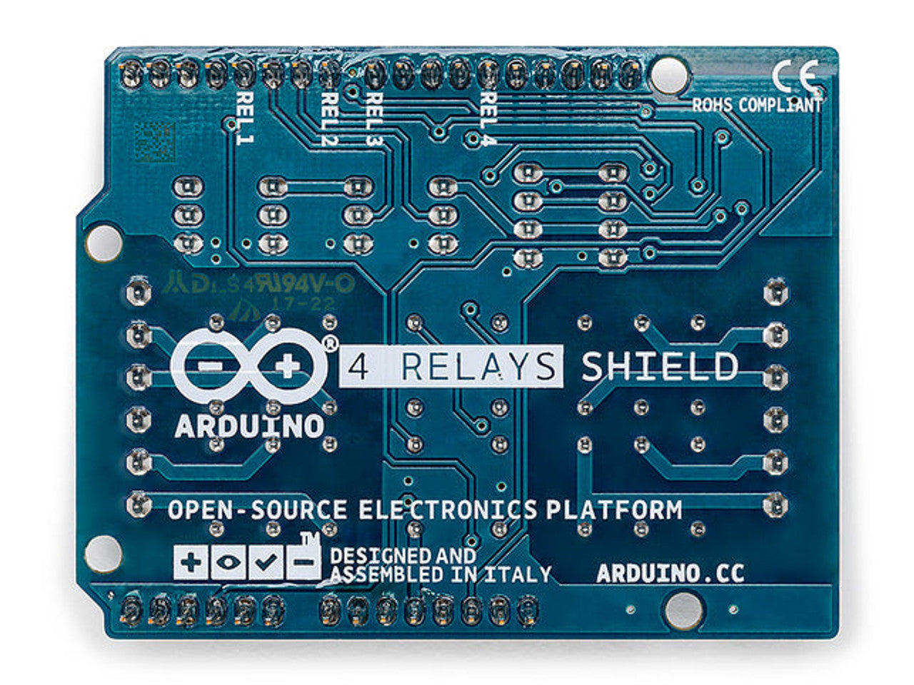 Arduino 4 Relays Shield allows driving high power loads A000110