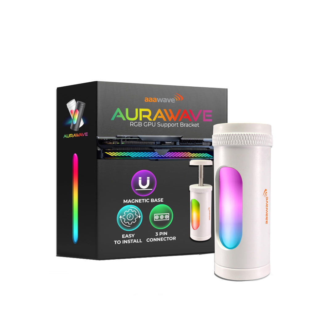 AAAwave AuraWave GPU Support Bracket Graphic Cards Sag Holder Brace, 5V 3 PIN ARGB Adjustable Height with Magnet Base (Black)