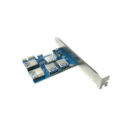 AAAwave PCIe 1x to 16x Riser Card 1-to-4 USB 3.0 GPU Multiplier Hub Adapter front view