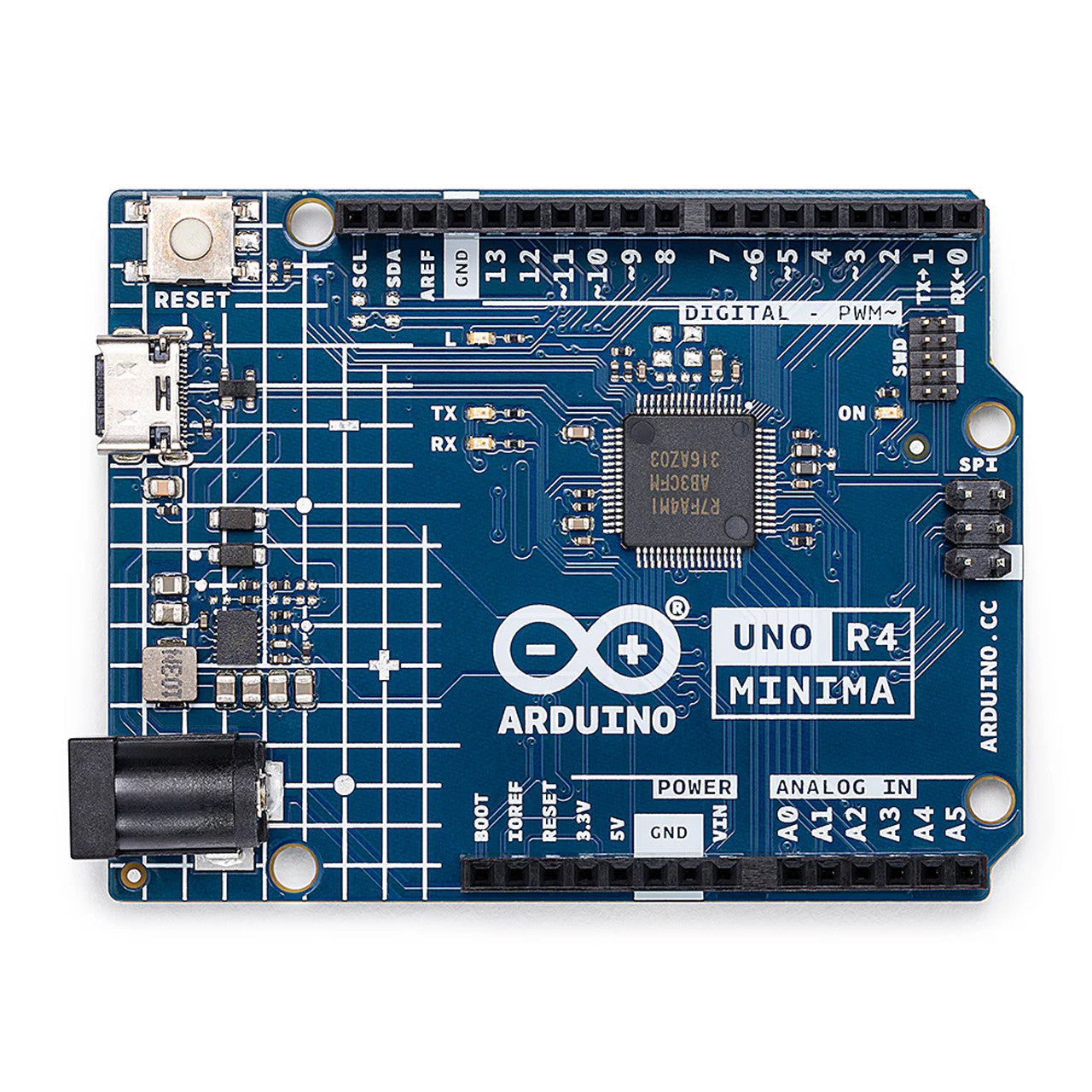 Arduino UNO R4 Minima Renesas RA4M1 - USB-C, CAN, DAC (12 bit), OP AMP, SWD Connector ABX00080
