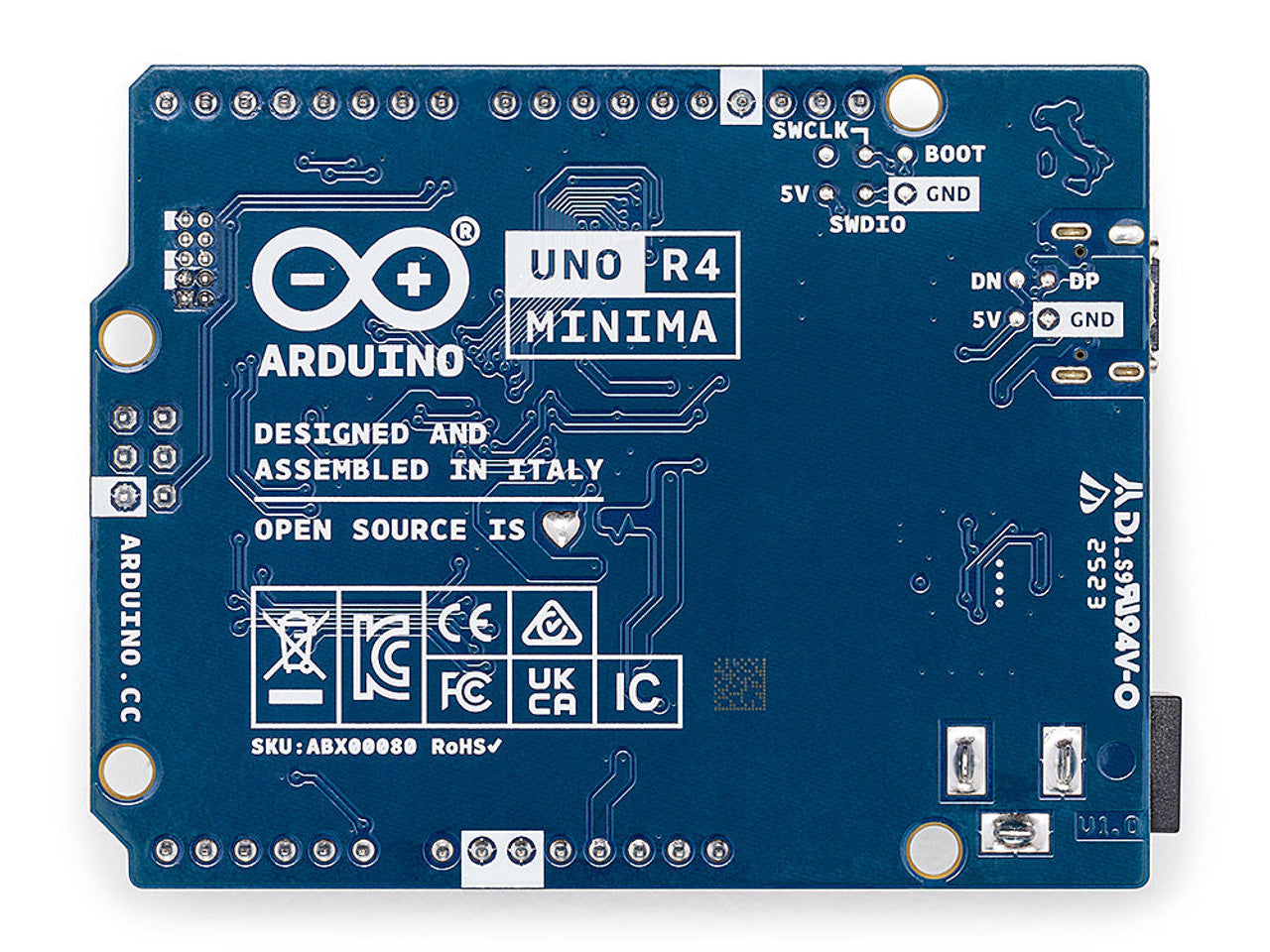 Arduino UNO R4 Minima Renesas RA4M1 - USB-C, CAN, DAC (12 bit), OP AMP, SWD Connector ABX00080