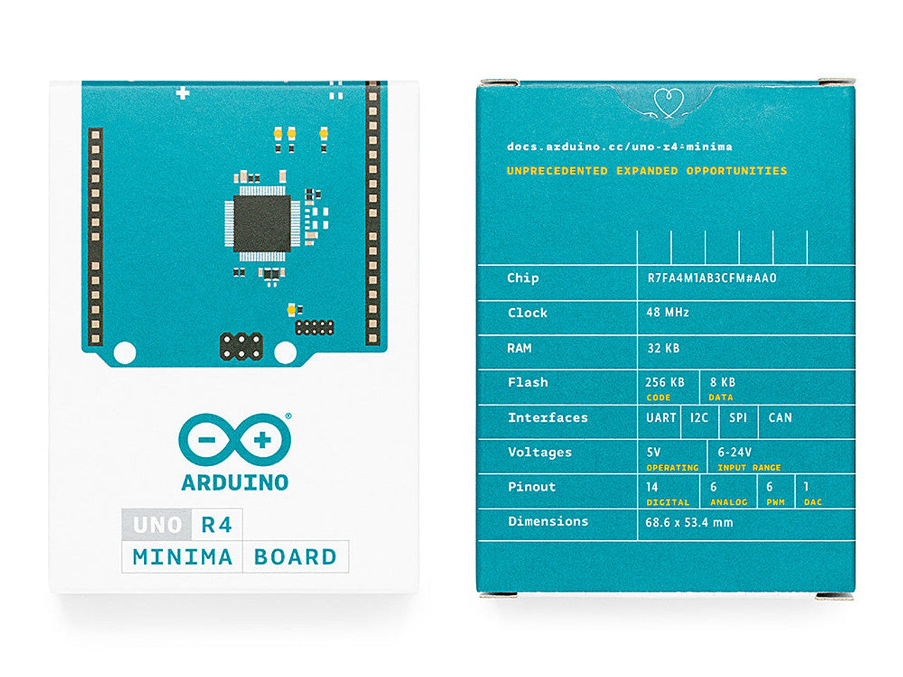 Arduino UNO R4 Minima Renesas RA4M1 - USB-C, CAN, DAC (12 bit), OP AMP, SWD Connector ABX00080