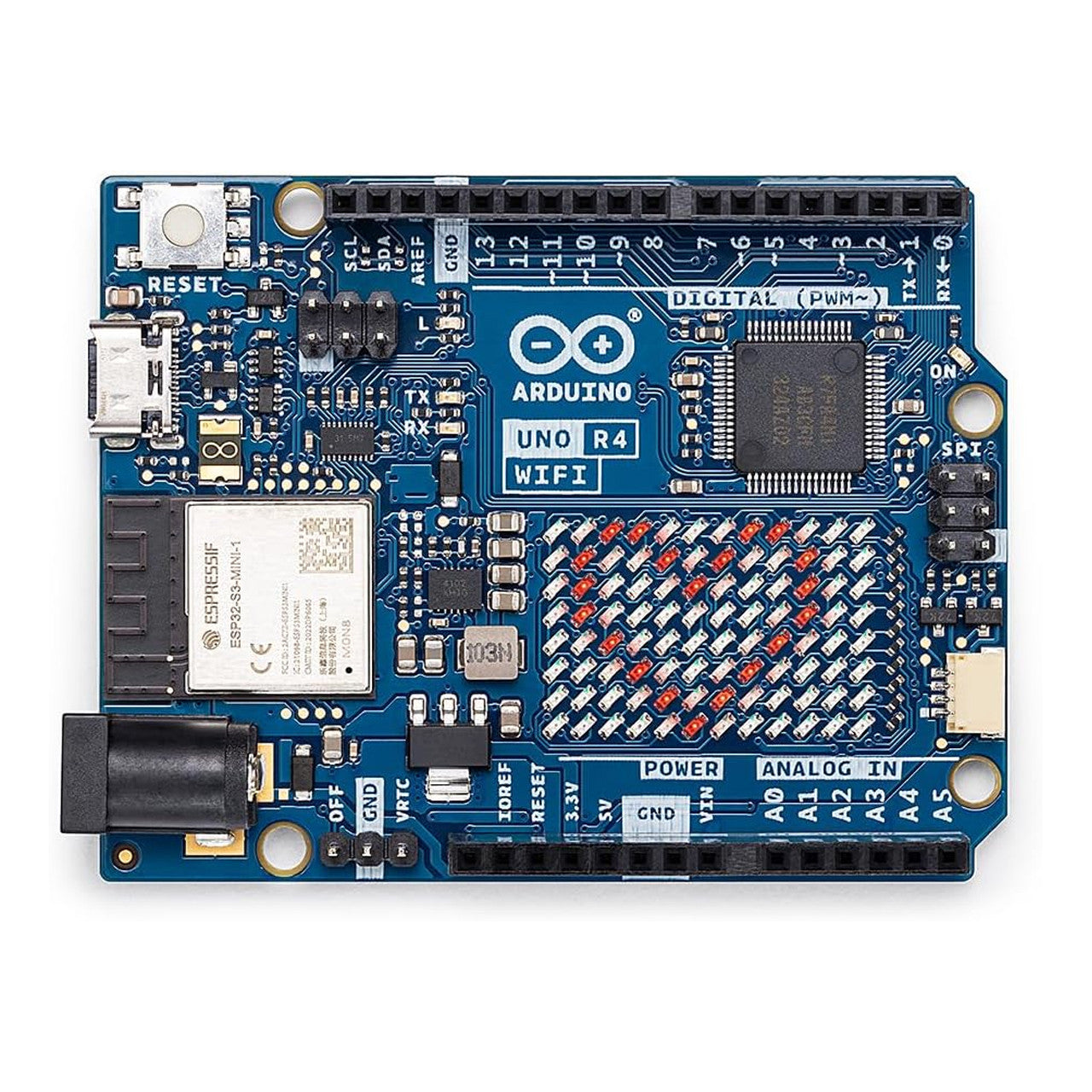 Arduino UNO R4 WiFi Renesas RA4M1 / ESP32-S3 - Wi-Fi, Bluetooth, USB-C, CAN, DAC, OP AMP, Qwiic Connector ABX00087