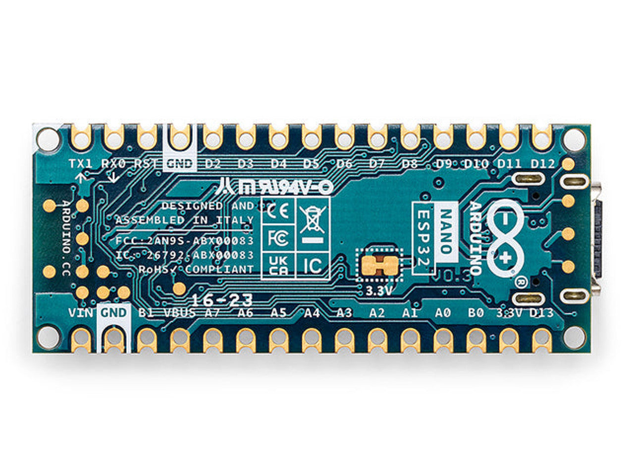 Arduino Nano without headers ESP32-S3, USB-C, Wi-Fi, Bluetooth, HID Support, MicroPython Compatible ABX00092