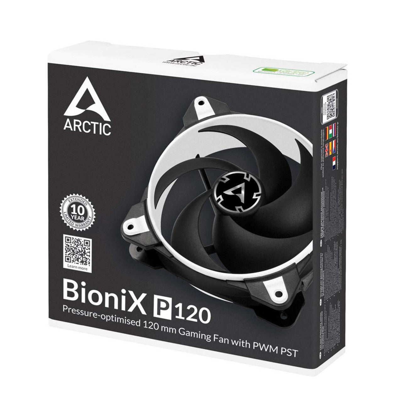 Arctic BioniX P120 120 mm | 2100 rpm | 4-Pin Case Fan with Cable Splitter (Black/White) - ACFAN00116A