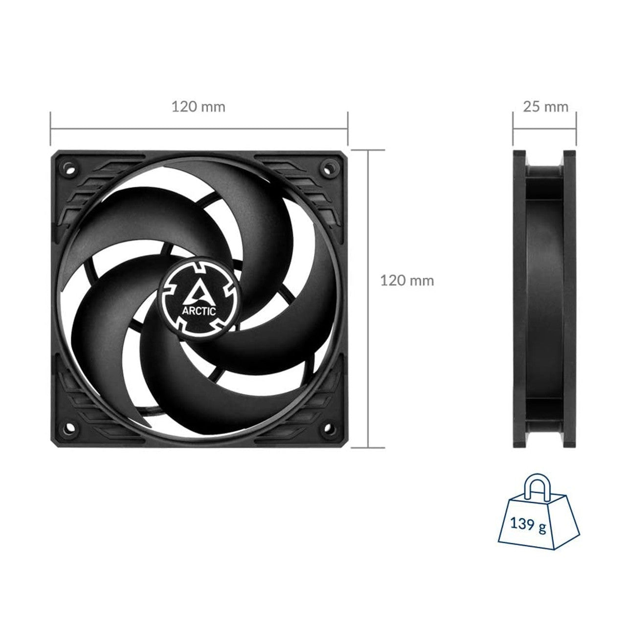 ARCTIC P12 120 mm Case Fan 5 Pieces Black - ACFAN00135A