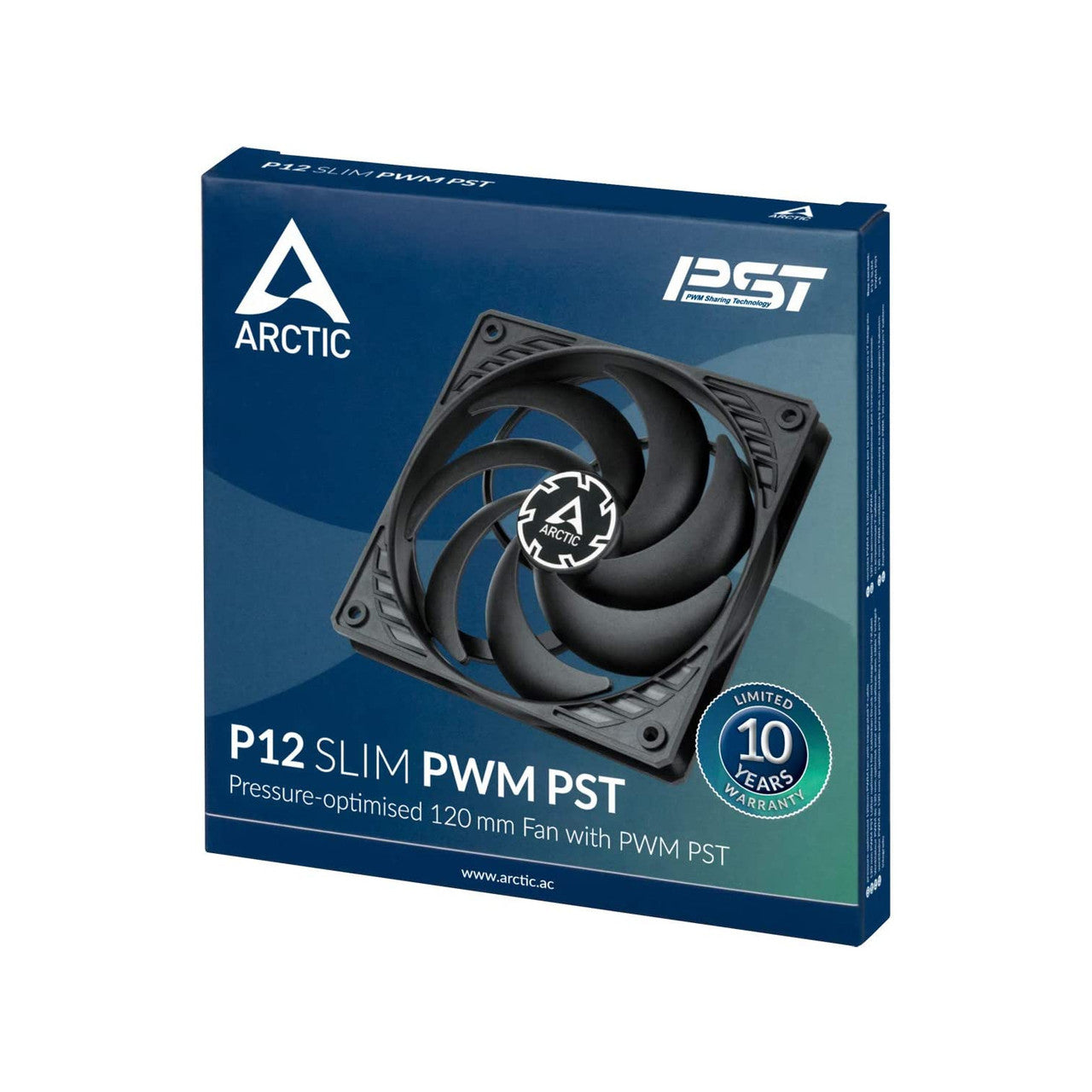 Arctic P12 Slim PWM PST 120 mm | 2100 rpm | Low-Profile 4-Pin Case Fan with Cable Splitter (Black) - ACFAN00187A