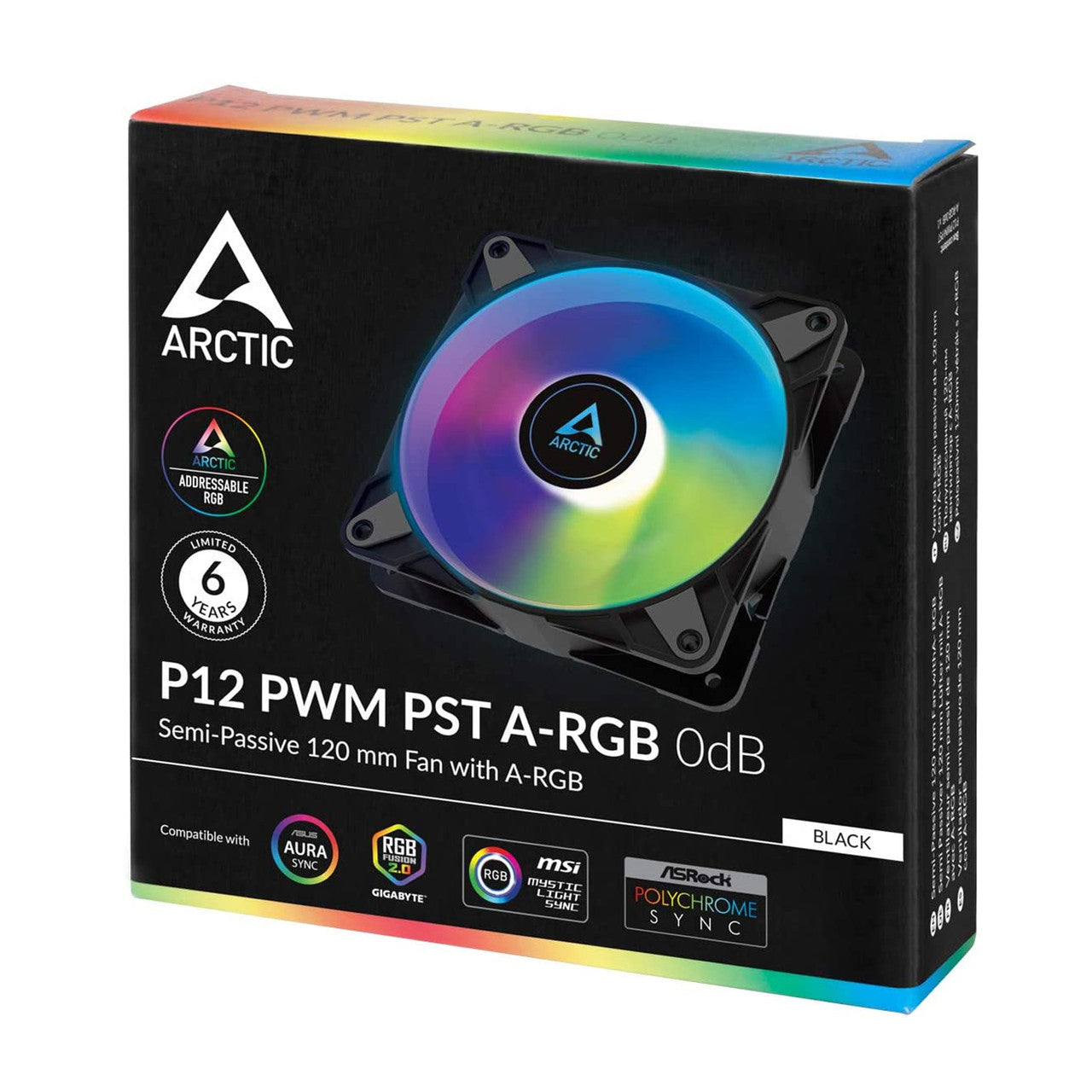 Arctic P12 PWM PST A-RGB 120 mm | 2000 rpm | 4-Pin Case Fan with Cable Splitter (Black) - ACFAN00231A