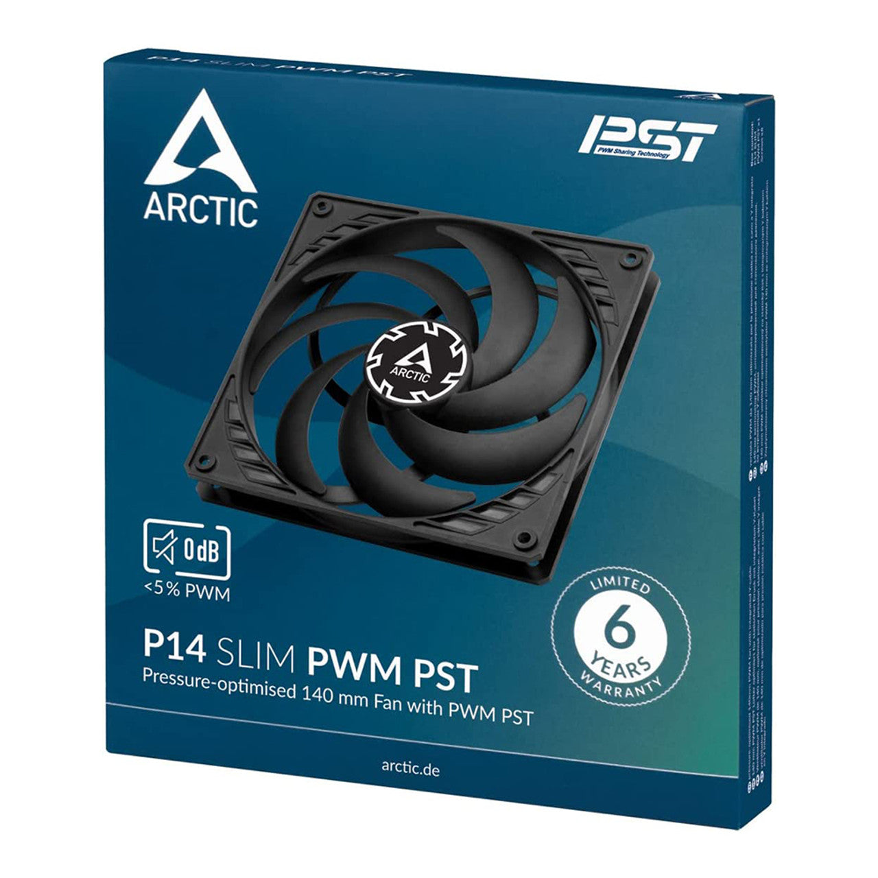Arctic P14 Slim PWM PST 140 mm | 1800 rpm | Low-Profile 4-Pin Case Fan with Cable Splitter (Black) - ACFAN00268A