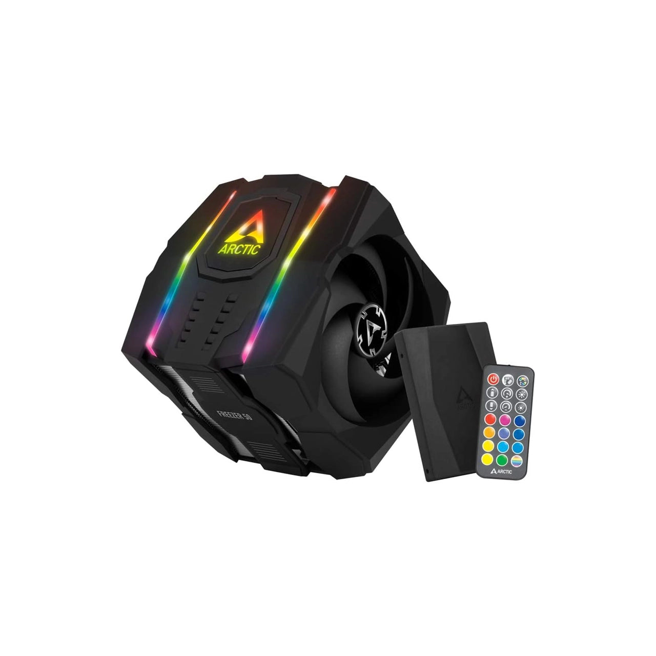 Arctic Freezer 50 (incl. A-RGB Controller) Multi Compatible Dual Tower CPU Cooler with A-RGB CPU Cooler for AMD - ACFRE00080A
