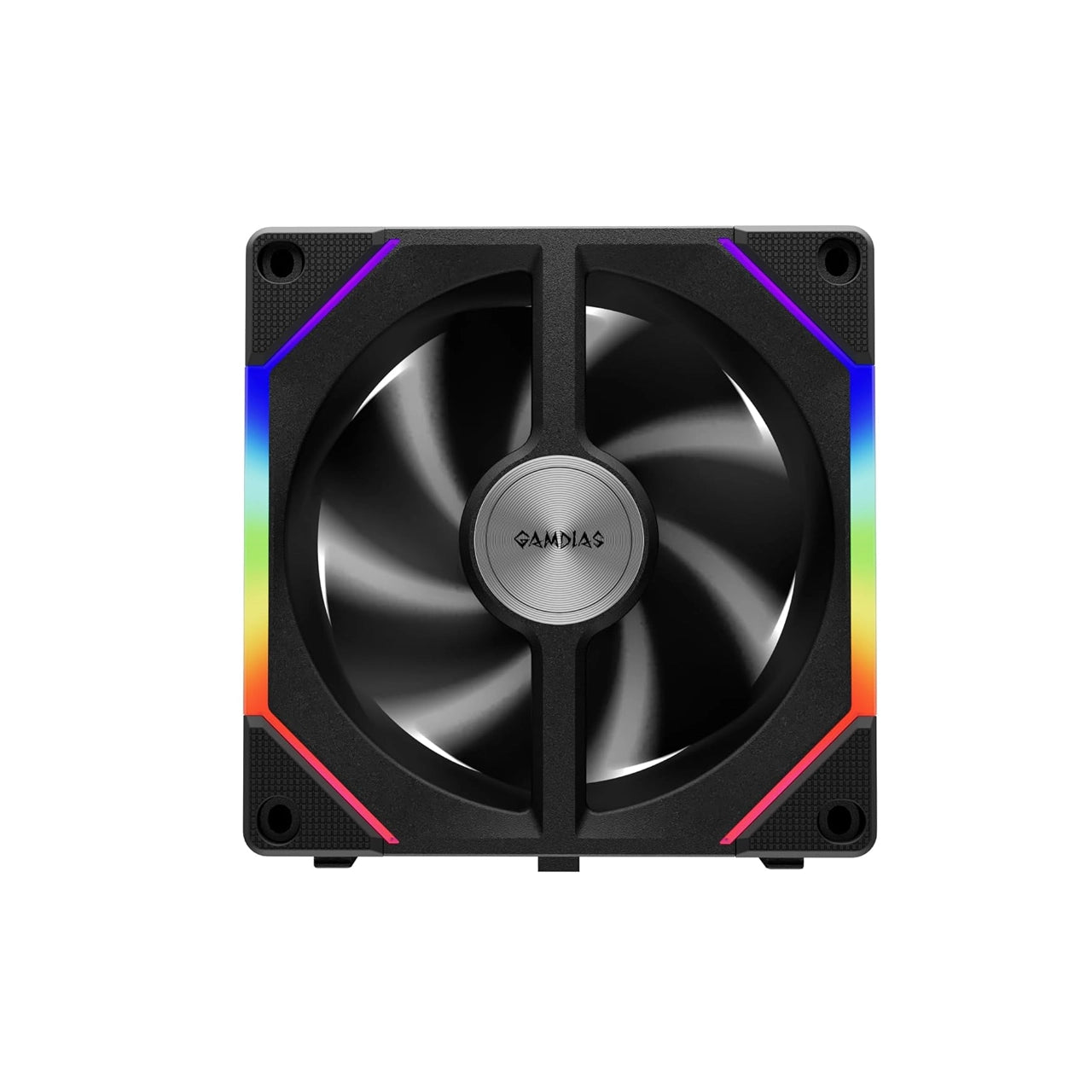 GAMDIAS ARGB Case Fan 120mm x1 and Reverse Blade x1, Hassle-Free Cable Management 2400 RPM PWM RGB (Black/White)