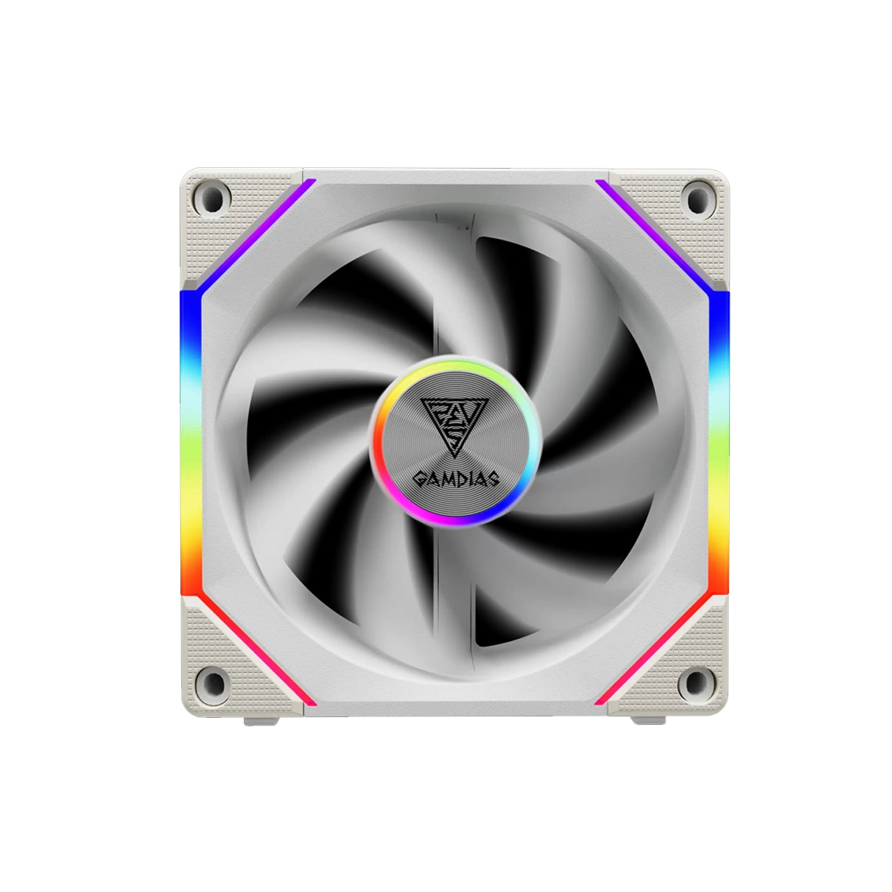 GAMDIAS ARGB Case Fan 120mm x1 and Reverse Blade x1, Hassle-Free Cable Management 2400 RPM PWM RGB (Black/White)