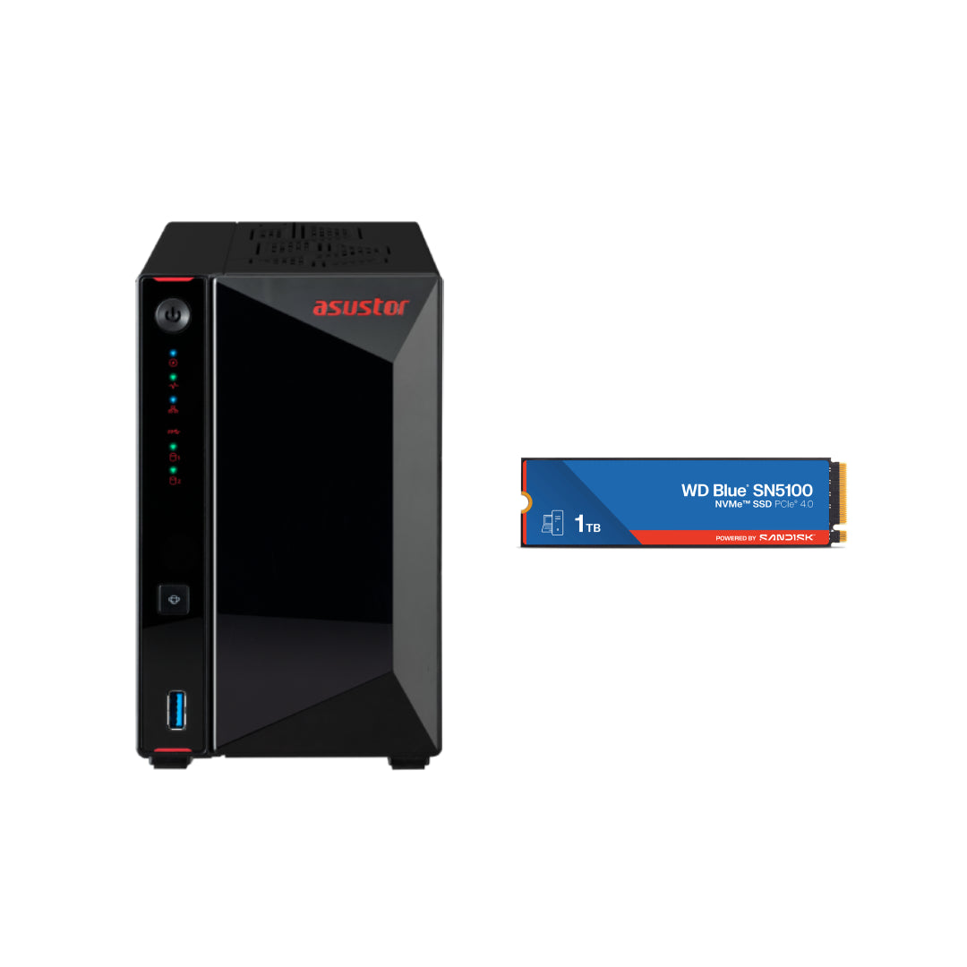 Asustor AS5402T Nimbustor 2 Gen2 2 Bay NAS,Quad-Core 2.0GHz CPU,Dual 2.5GbE Ports,4GB DDR4,4x M.2 SSD Slots (Diskless)