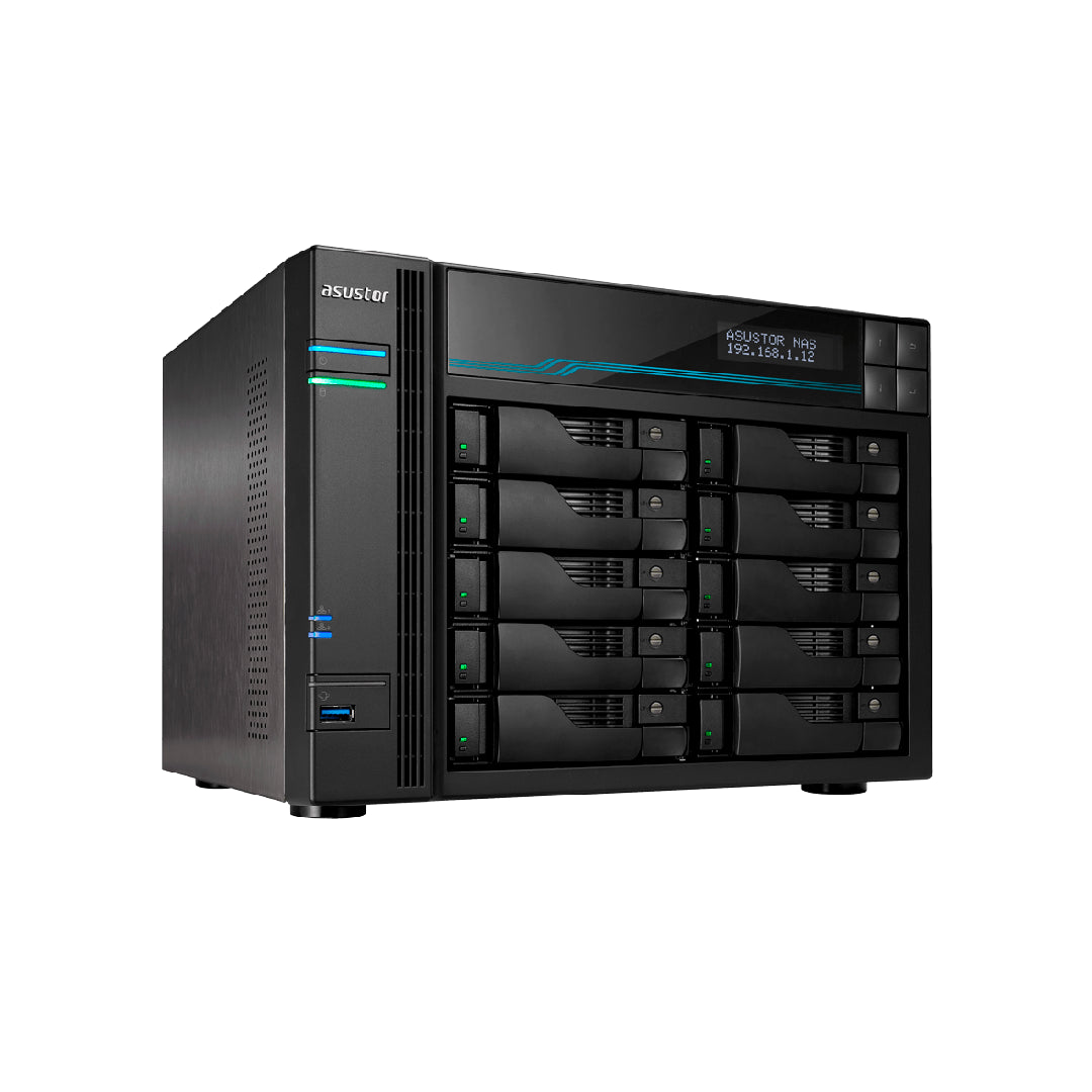Asustor LOCKERSTOR 10, Medium Business 10-Bays NAS, Intel Quad-Core 2.1GHz CPU, 2.5GbE & 10GbE Ports, 8GB DDR4 RAM, Network Attached Storage (Diskless) AS6510T