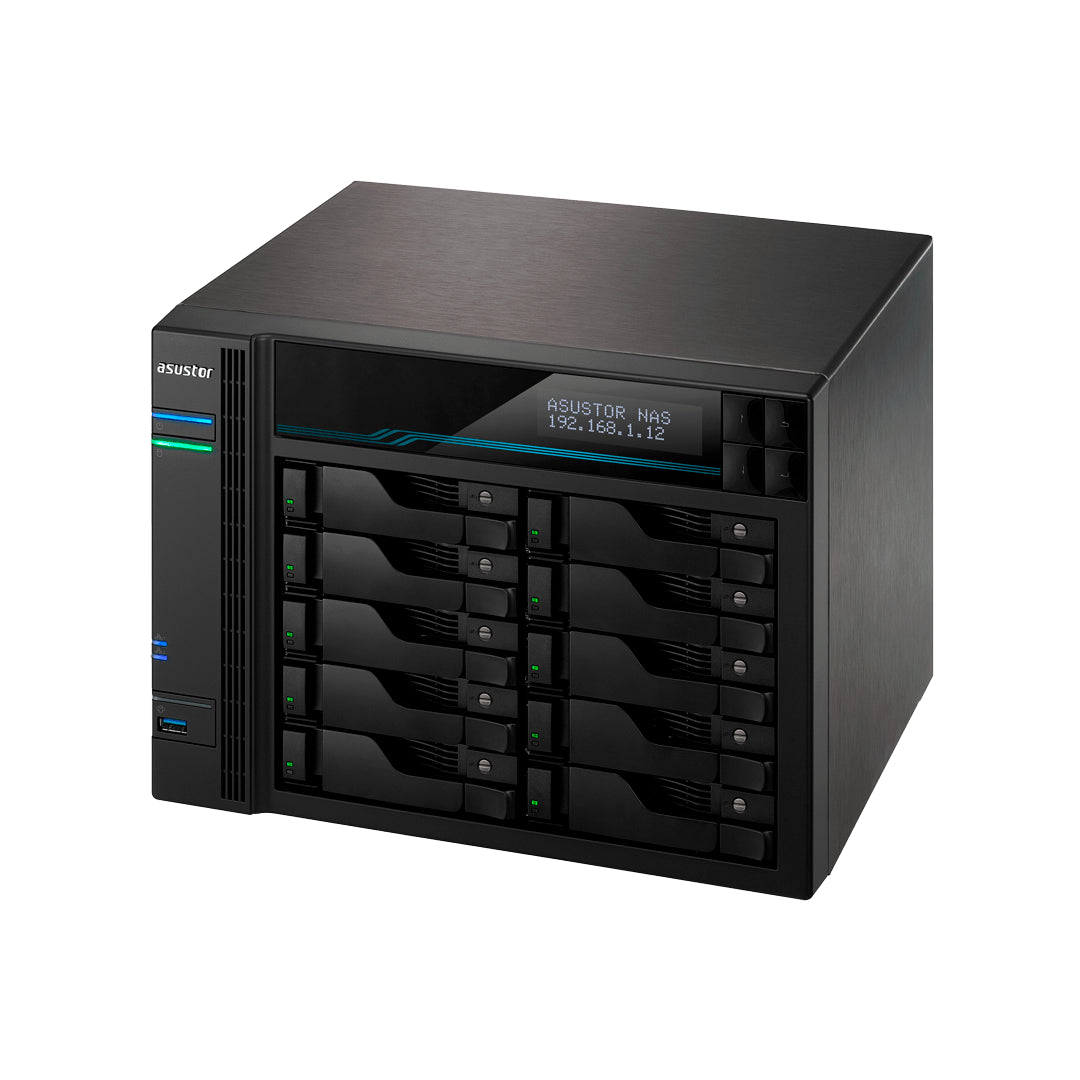 Asustor LOCKERSTOR 10, Medium Business 10-Bays NAS, Intel Quad-Core 2.1GHz CPU, 2.5GbE & 10GbE Ports, 8GB DDR4 RAM, Network Attached Storage (Diskless) AS6510T
