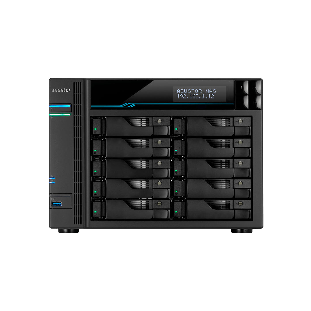 Asustor LOCKERSTOR 10, Medium Business 10-Bays NAS, Intel Quad-Core 2.1GHz CPU, 2.5GbE & 10GbE Ports, 8GB DDR4 RAM, Network Attached Storage (Diskless) AS6510T