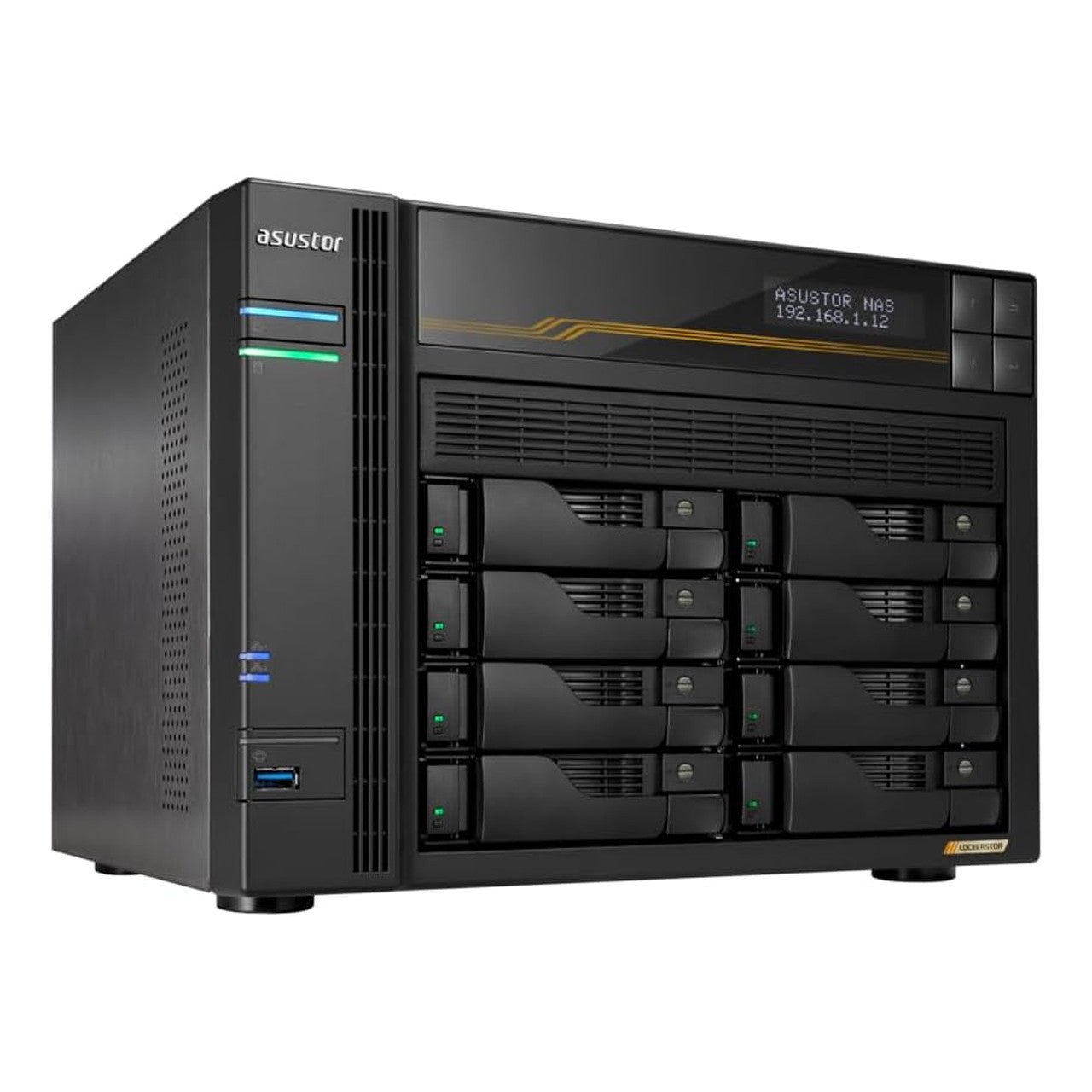 Asustor LOCKERSTOR 8 Gen 3, Medium Business 8-Bays NAS, AMD Quad-Core 2.3GHz CPU, 2.5GbE & 10GbE Ports, 16GB ECC DDR5 RAM, Network Attached Storage (Diskless) AS6808T