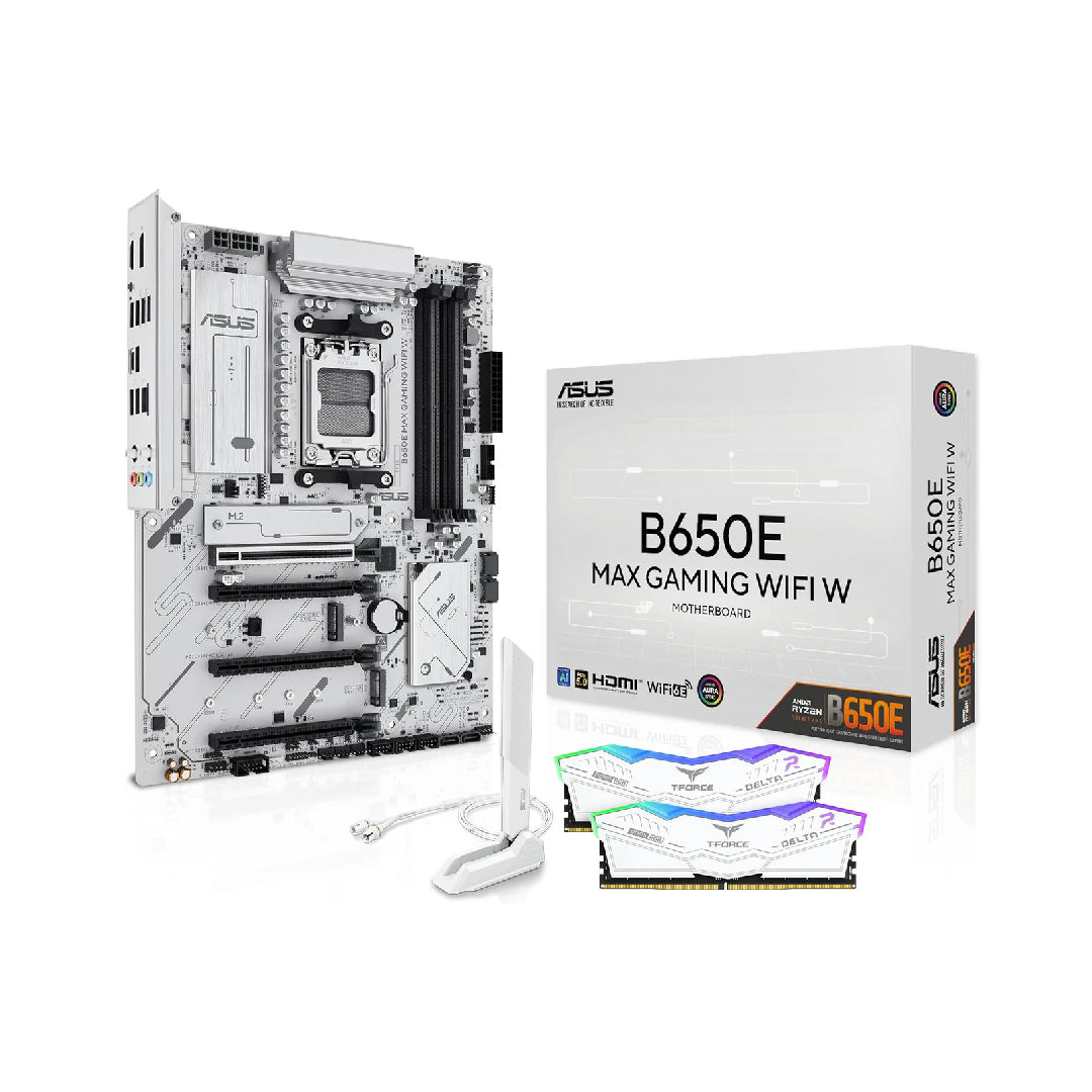 ASUS B650E MAX Gaming WiFi W | AMD AM5 ATX Motherboard + 16GB DDR5 6000MHz Bundle