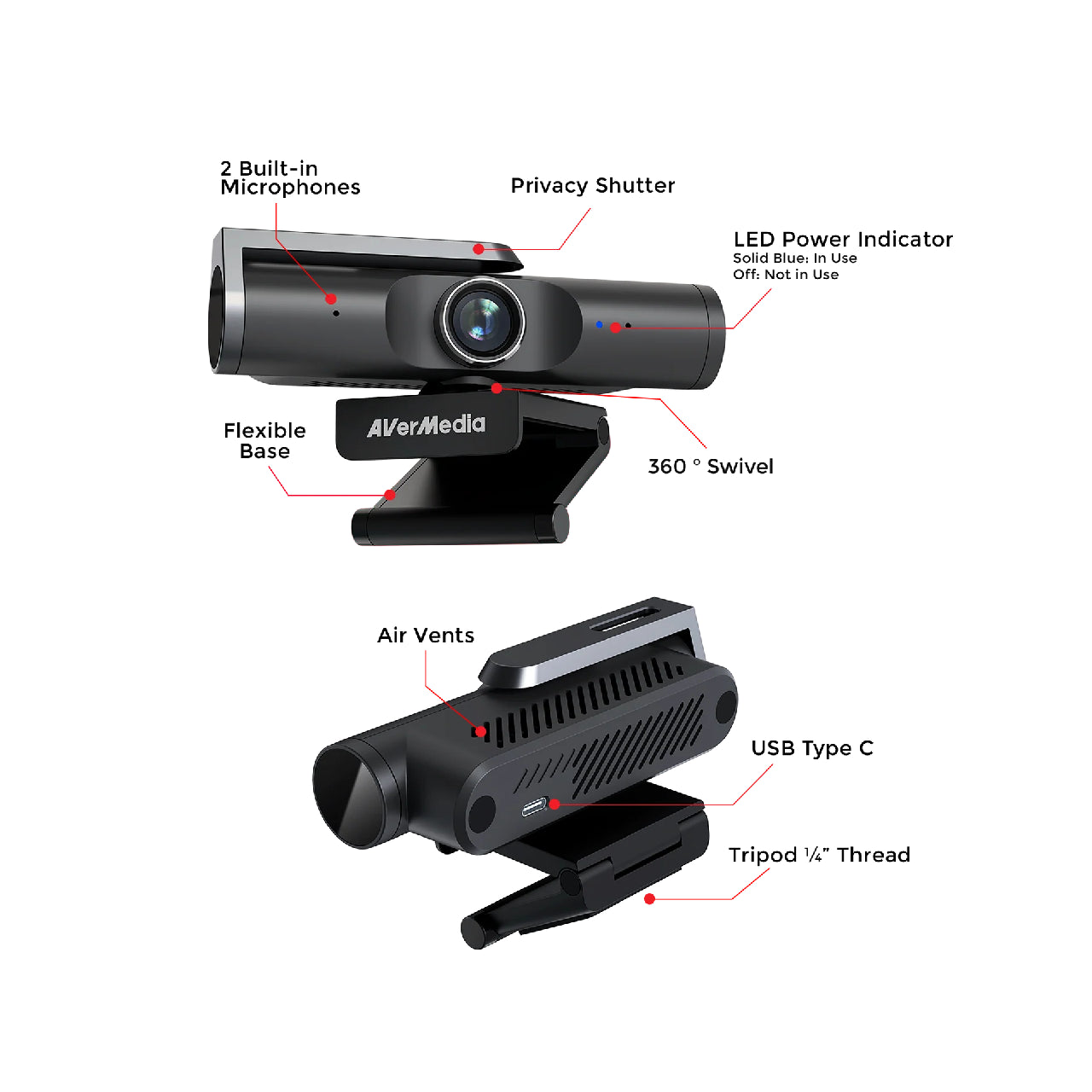 AVerMedia PW515 4K Ultra HD Autofocus Webcam with Microphone