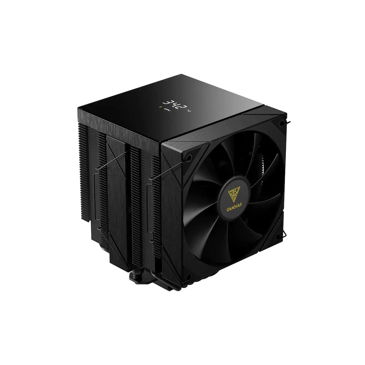 GAMDIAS AMD/Intel CPU Air Cooler, 6 performance Copper Heat Pipes, Dual fans, CPU Temp and Fan RPM display (Black) - BOREAS P2-62D