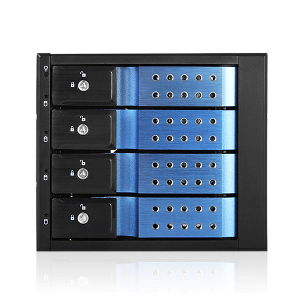 iStarUSA BPN-DE350SS-BLUE 3x5.25 to 4x3.5 SAS Trayless Hot-Swap Cage