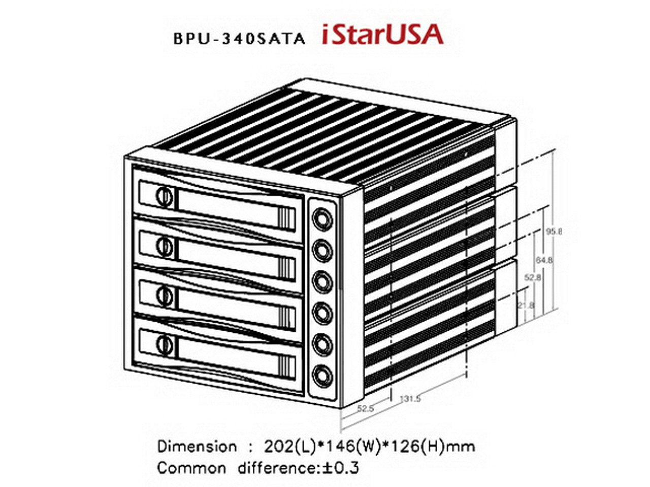 iStarUSA 3x 5.25" to 4x 3.5" 2.5" SAS SATA 6 Gbps HDD SSD Hot-swap Rack BPU-340SATA-BLUE