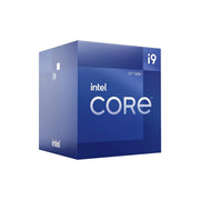 Intel Core i9 12th Gen processor retail box in blue packaging on a white background.