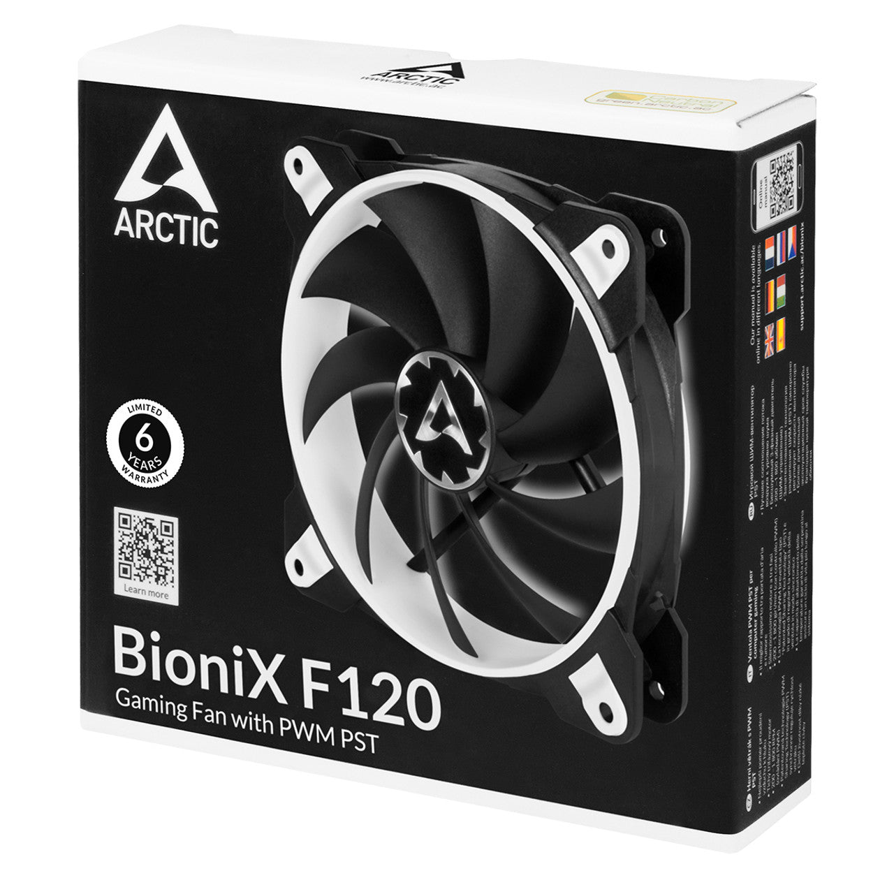 Arctic BioniX F120 120 mm | 1800 rpm | PWM Fan 4-Pin Case Fan with Cable Splitter (Black/White) - ACFAN00093A