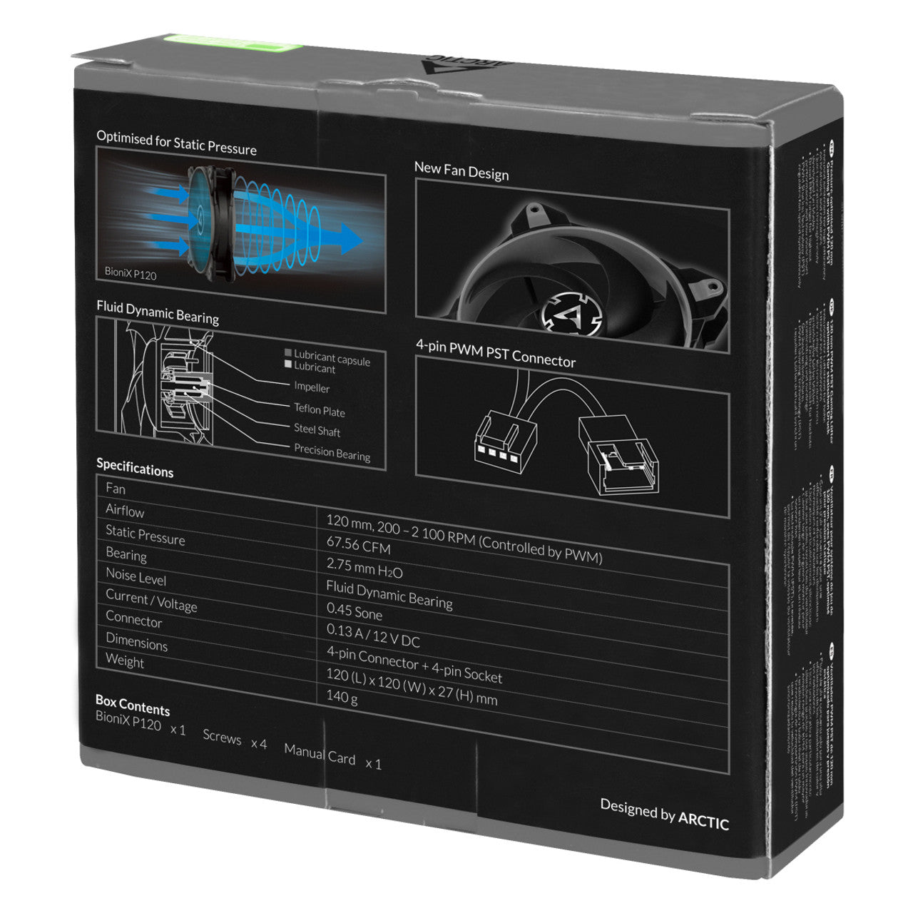 Arctic ACFAN00168A BioniX P120-120 mm Gaming Case Fan PWM Sharing Technology (PST) 200?2100 RPM - Grey