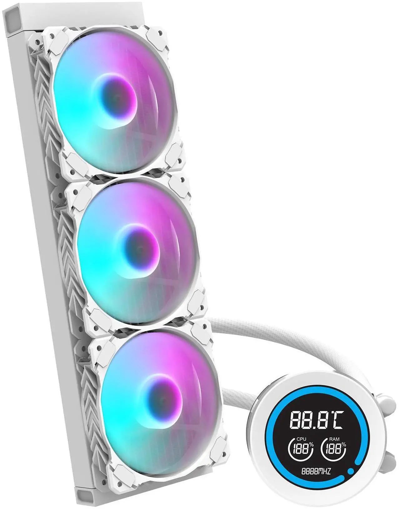 darkFlash DN360D 360mm ARGB AIO CPU Liquid Cooler with PWM Fans, White - DF-DN360D-WH