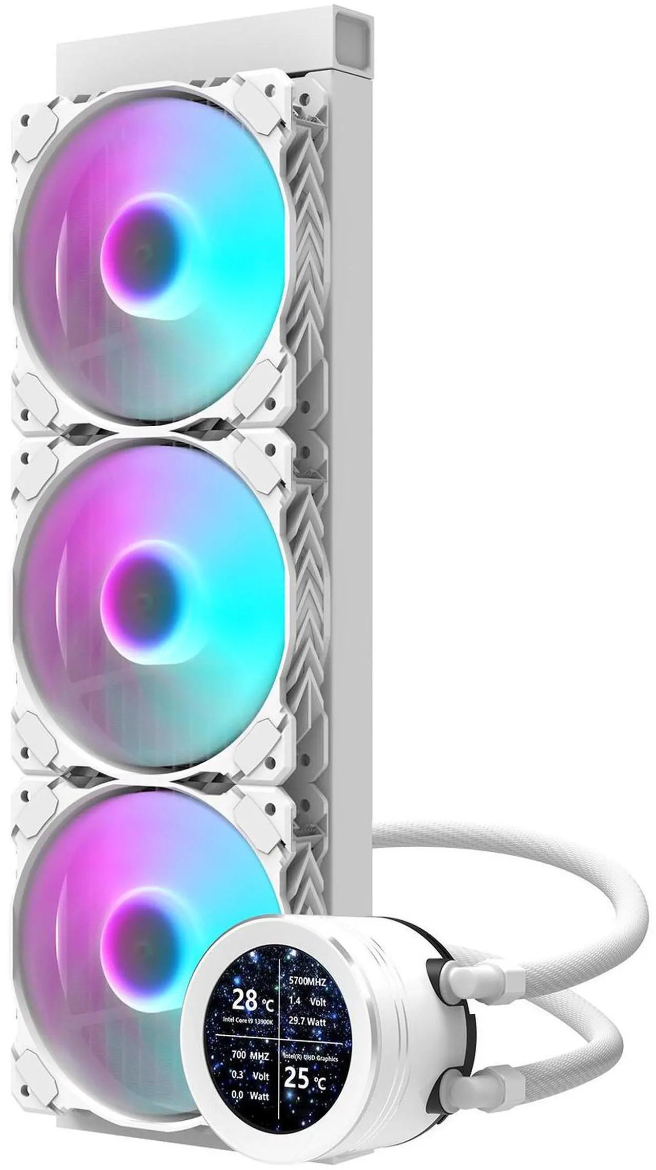 darkFlash DN360D 360mm ARGB AIO CPU Liquid Cooler with PWM Fans, White - DF-DN360D-WH