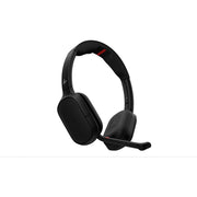 A black over-ear headset with a flexible boom microphone, shown on a plain white background. The brand logo on the side of the earcup is the HP logo.