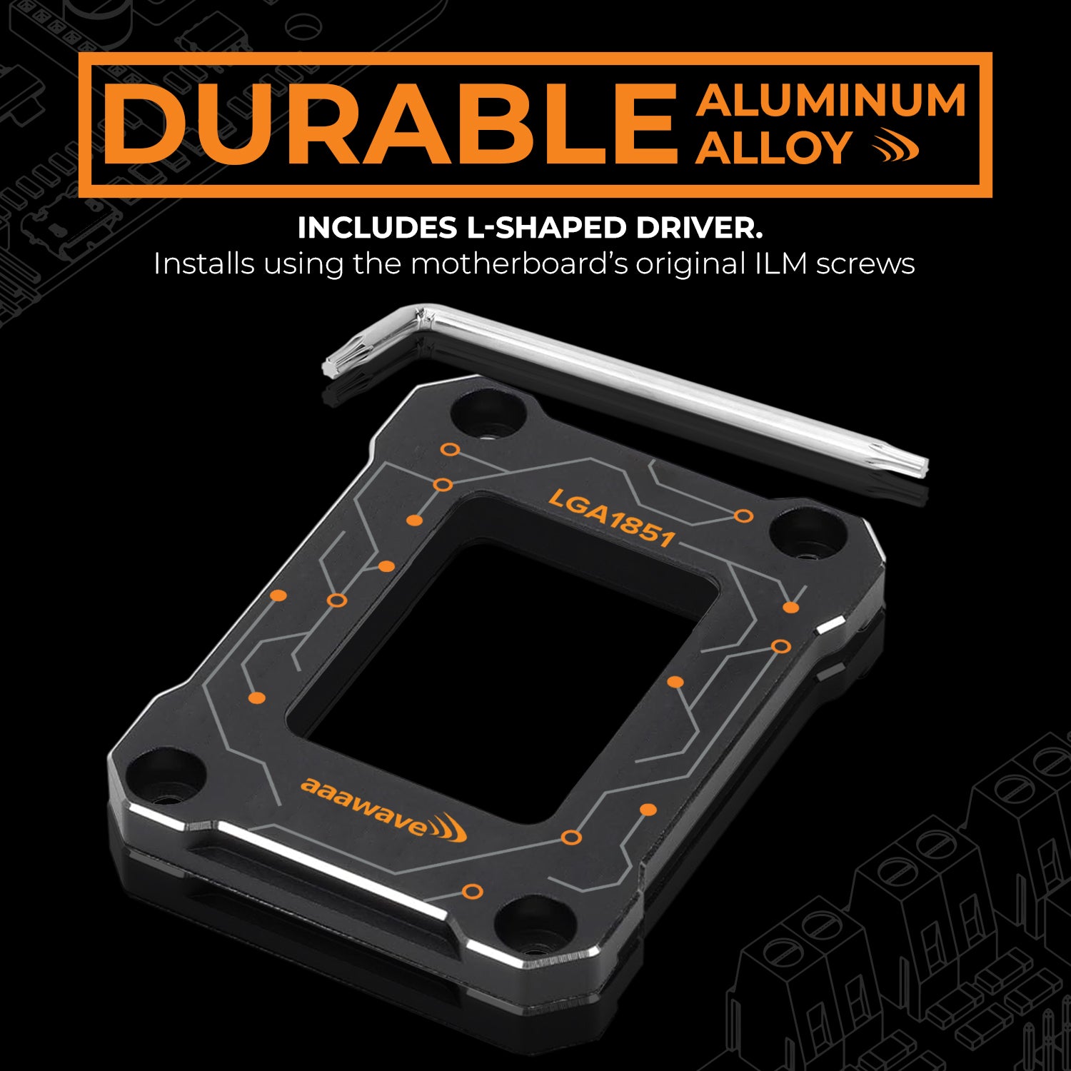 AAAwave LGA1851 CPU Contact Frame Anti-Bending Bracket for Intel 15th Gen & Core Ultra Series 200 CPUs - Black