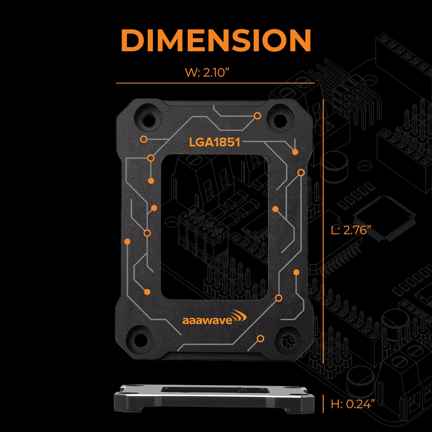 AAAwave LGA1851 CPU Contact Frame Anti-Bending Bracket for Intel 15th Gen & Core Ultra Series 200 CPUs - Black