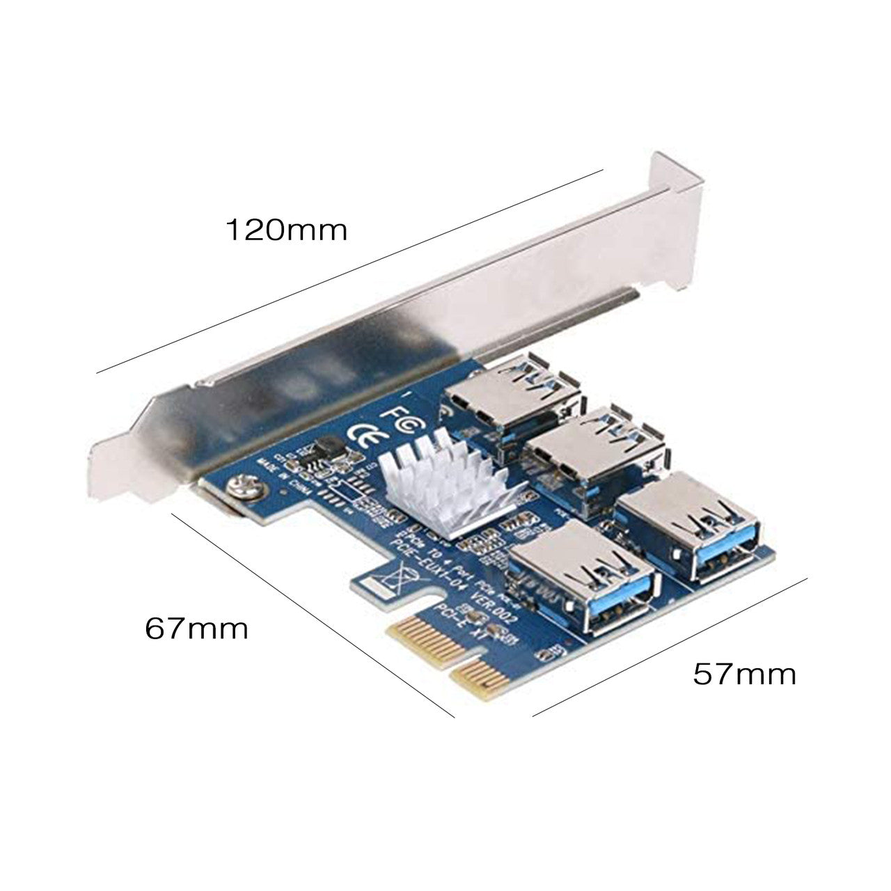 AAAwave PCI Express 1X to 16X Riser Card 1 to 4 USB3.0 Multiplier Hub Adapter
