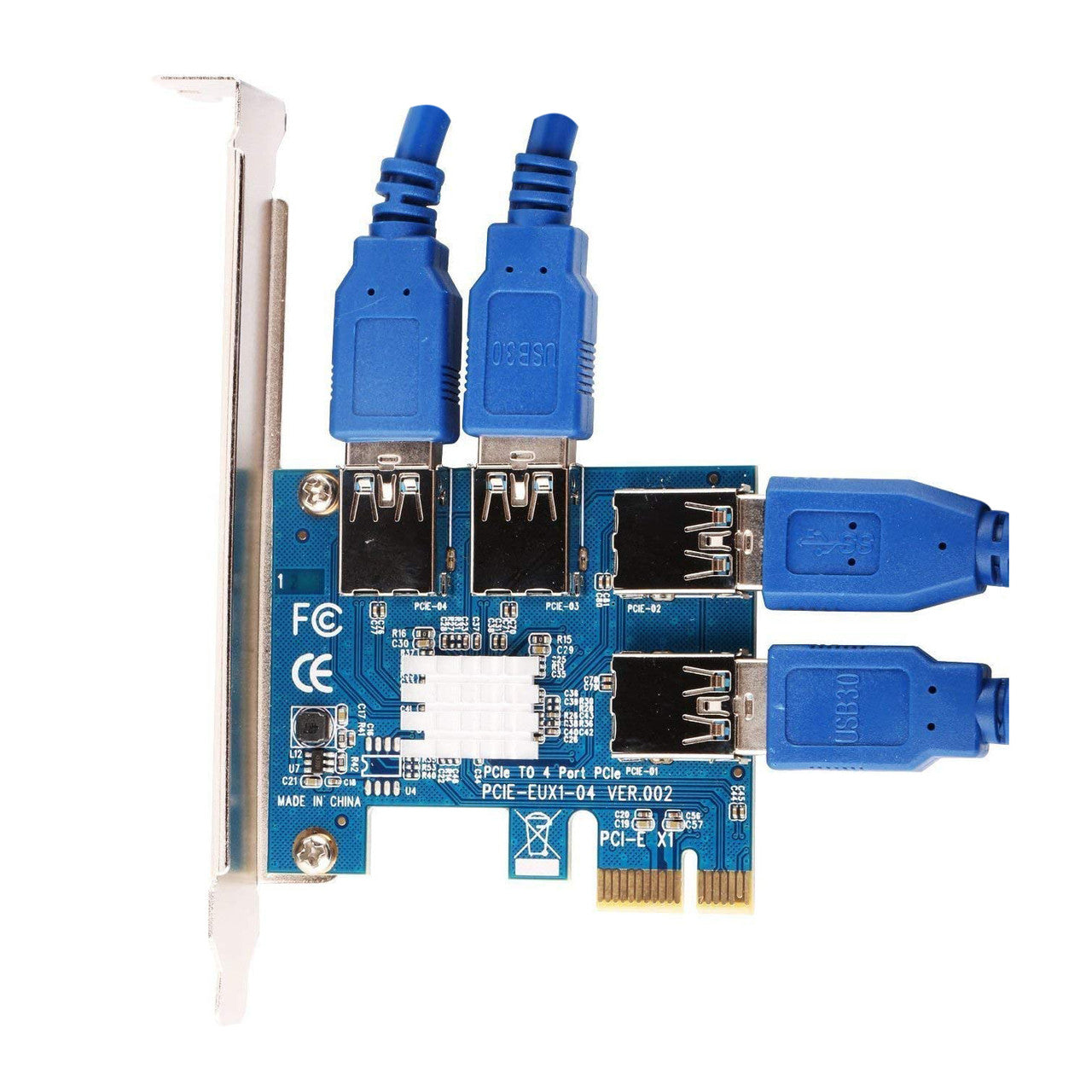 AAAwave PCI Express 1X to 16X Riser Card 1 to 4 USB3.0 Multiplier Hub Adapter