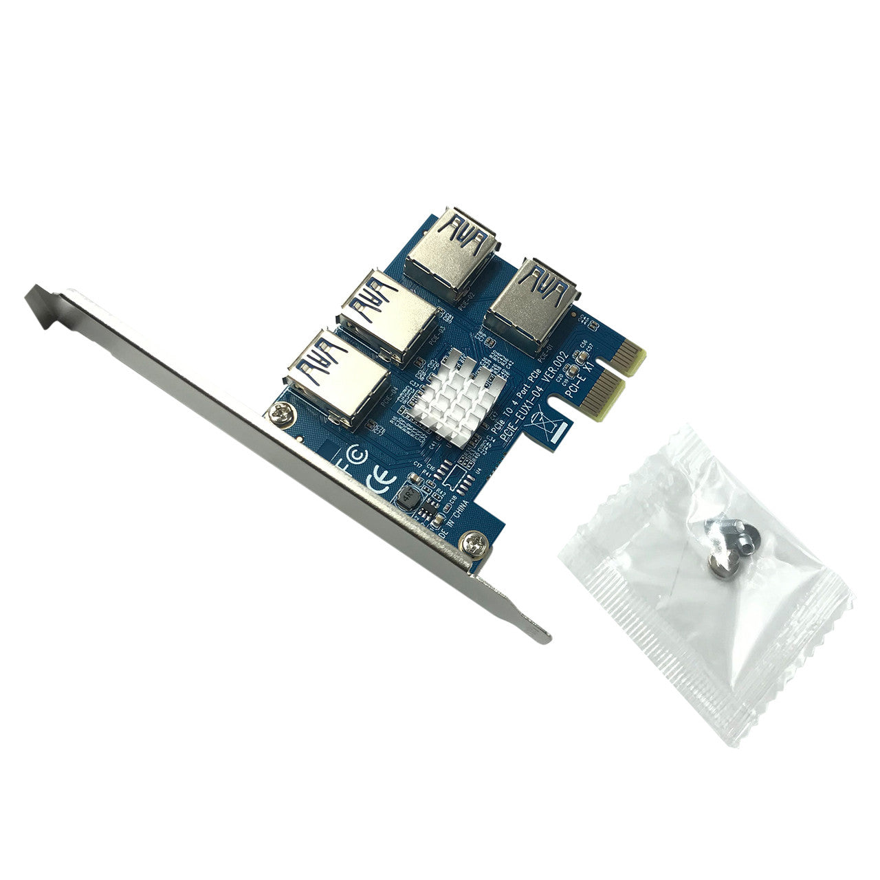 AAAwave PCI Express 1X to 16X Riser Card 1 to 4 USB3.0 Multiplier Hub Adapter