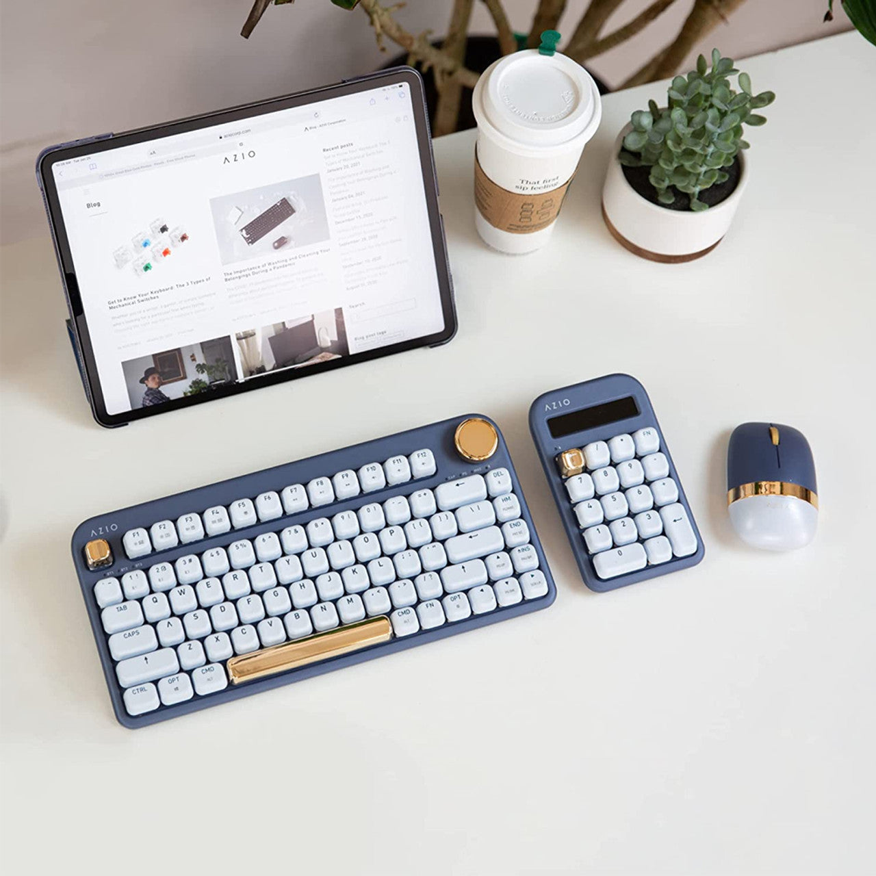 AZIO IK105 IZO Wireless Mechanical Keyboard with Blue Switches in Blue Iris