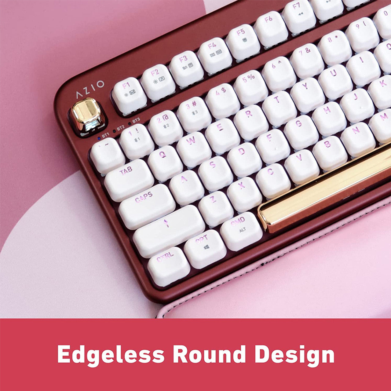 AZIO IK106 IZO Wireless Mechanical Keyboard with Blue Switches in Baroque Rose