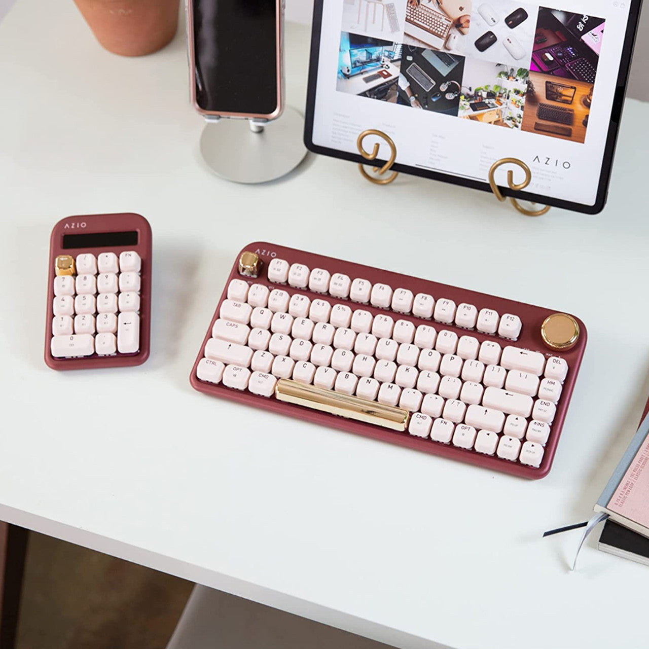 AZIO IK106 IZO Wireless Mechanical Keyboard with Blue Switches in Baroque Rose