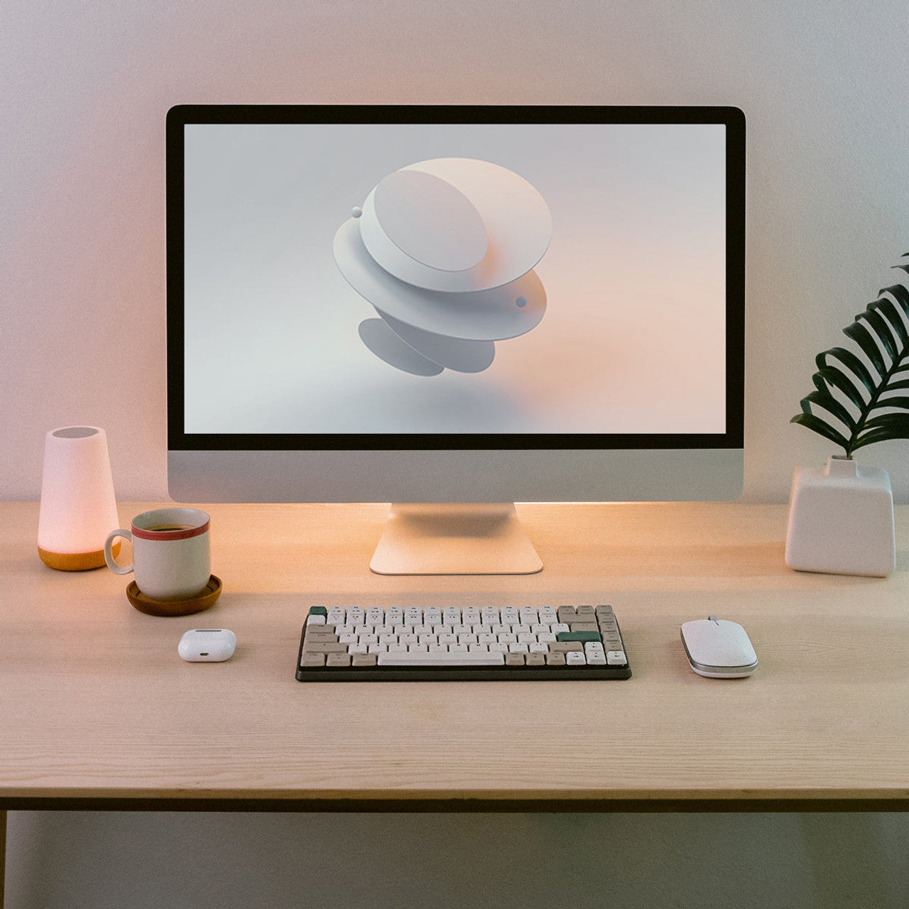 Azio Cascade Low Profile/Slim Wireless Backlit Mechanical Keyboard, Space Gray Base, Beige KC - Forest Light CSG20301