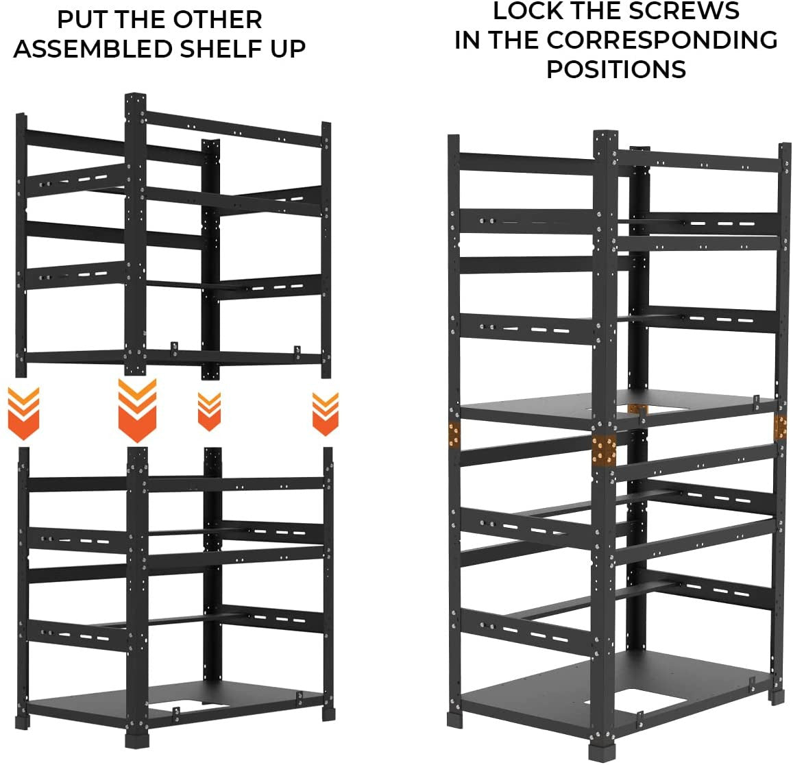 AAAwave The Sluice V.2 Up to 12 GPU Stackable Mining Rig Frame and 4 pcs of stacking brackets (Black)