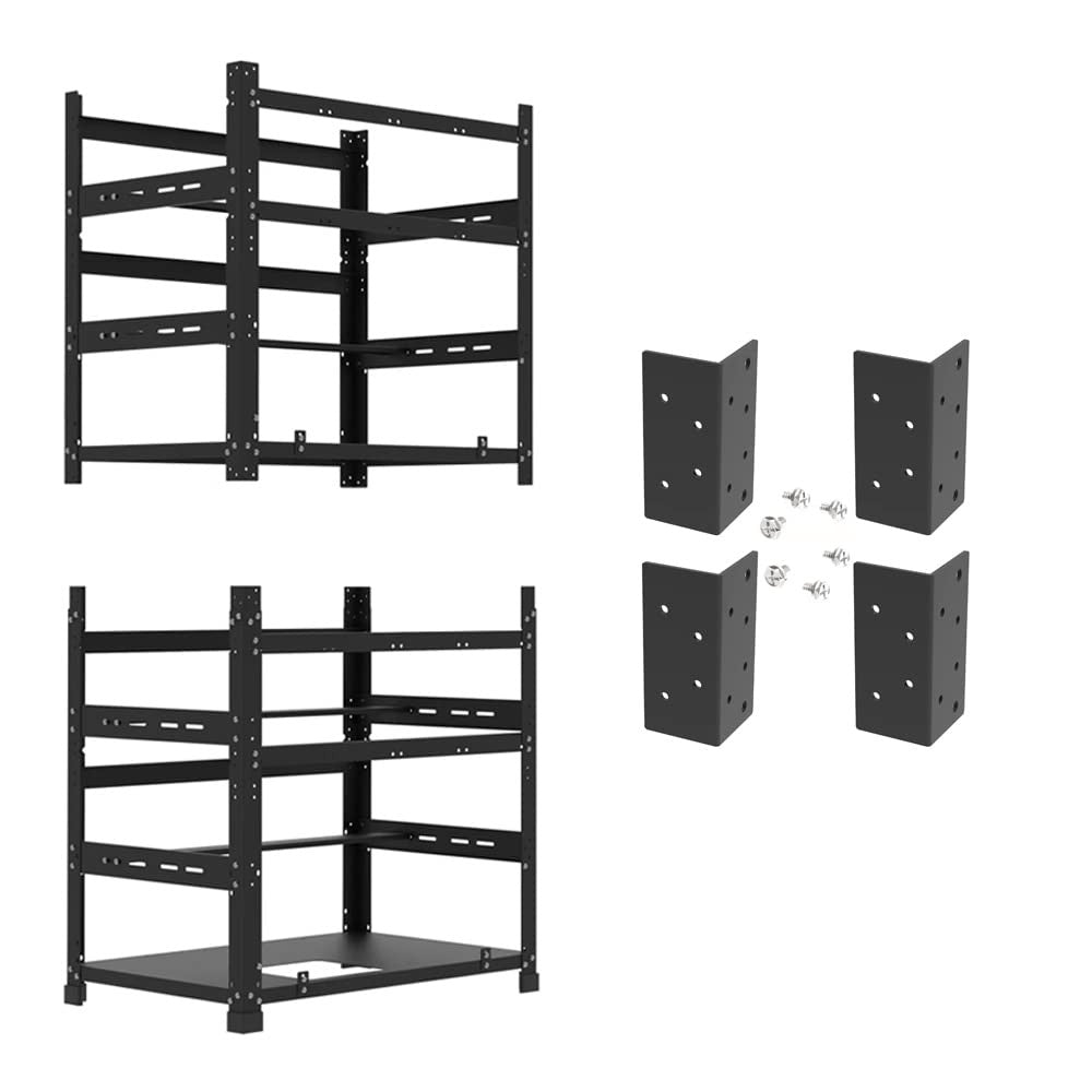 AAAwave The Sluice V.2 12 GPU Mining Rig Frame X2 and 4 pcs of stacking brackets (Black)