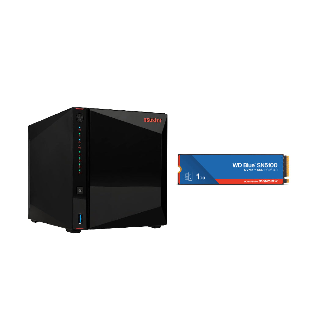 Asustor AS5404T Nimbustor 4 Gen2  4 Bay NAS,Quad-Core 2.0GHz CPU,Dual 2.5GbE Ports,4GB DDR4,4x M.2 SSD Slots (Diskless)