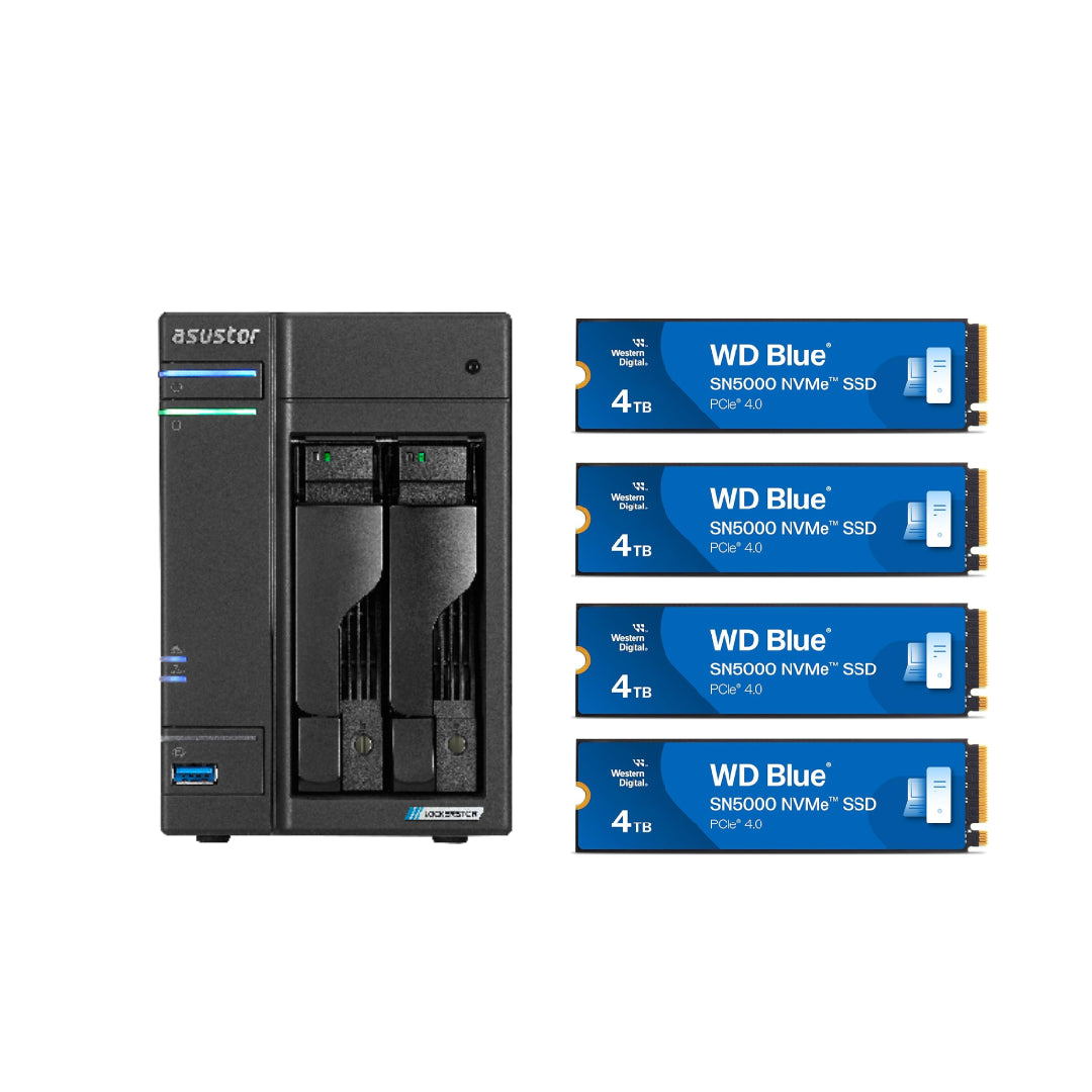 Asustor LOCKERSTOR 2 Gen 2, Medium Business 2-Bays NAS, Intel Quad-Core 2.0GHz CPU, 2.5GbE Port, 4GB DDR4 RAM, Network Attached Storage (Diskless) AS6702T